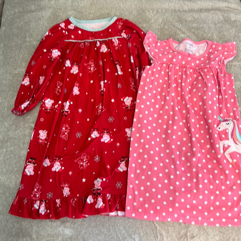 2 Nightgowns, Peppa Pig and Carters brand Unicorn